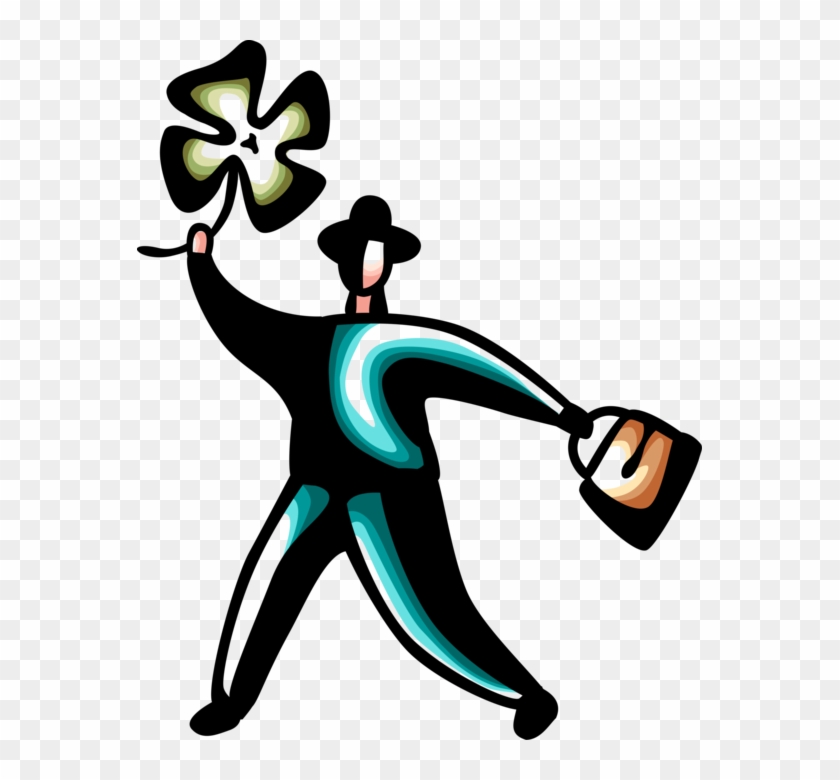 840x780 Vector Illustration Of Businessman With Four Leaf Clover