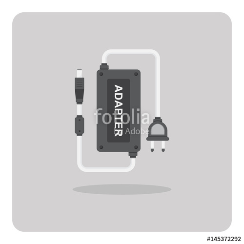 500x500 Vector Of Flat Icon, Laptop Adapter On Isolated Background Stock