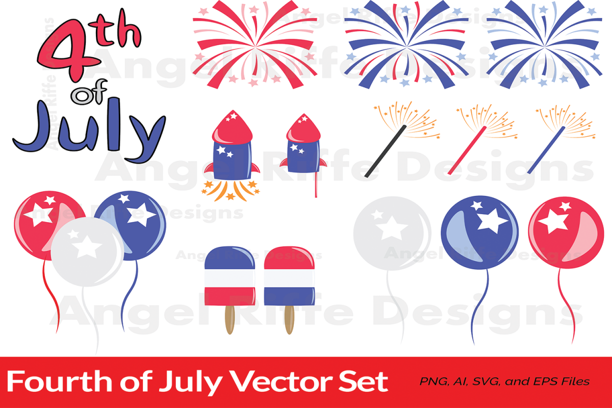 Fourth Of July Vector Set 1200x800 Fourth Of July Vector Set