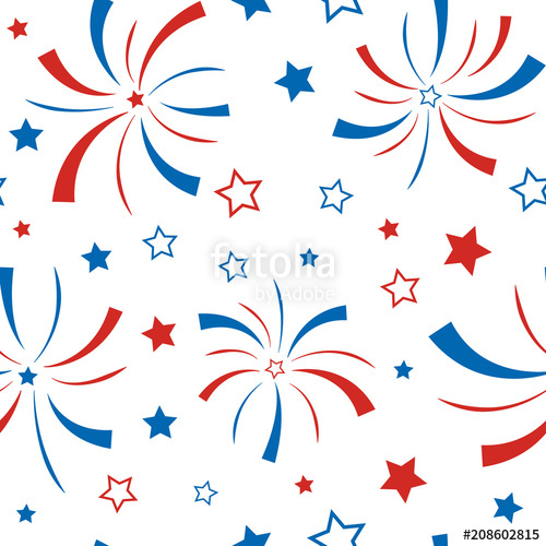 Seamless Pattern With Stars And Firework American Happy 500x500 Seamless Pattern With Stars And Firework American Happy
