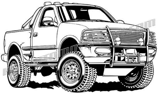 550x328 Ford F Lifted Pickup Truck Vector Clip Art