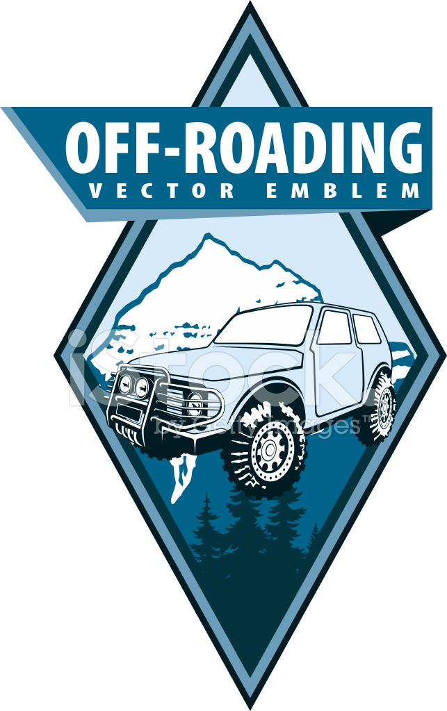 643x1024 Vector Emblem With Vehicle Off Road Car And Mountains Forest