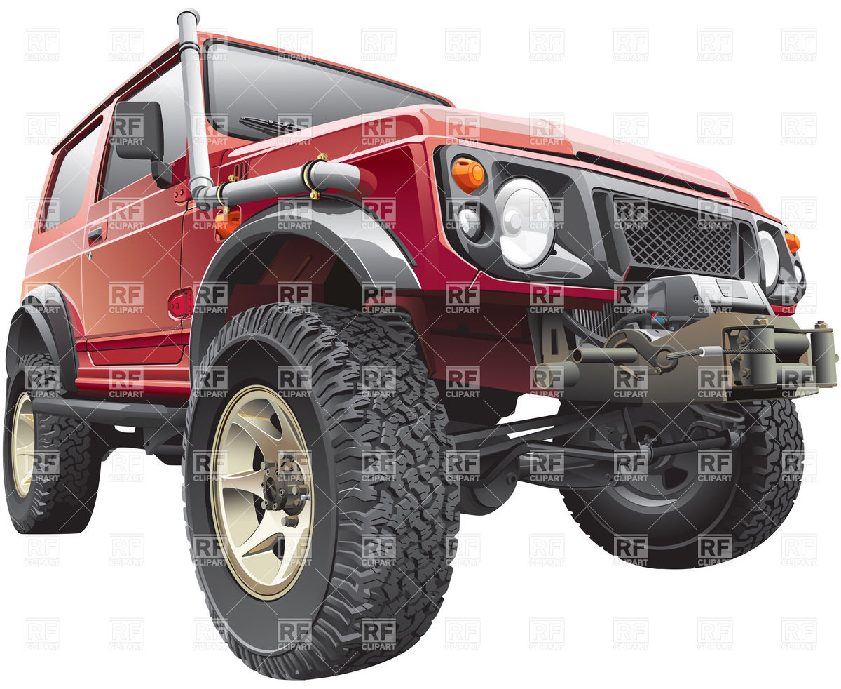 1200x982 Rally Off Road Vehicle With Truck Body Hoist Vector Image