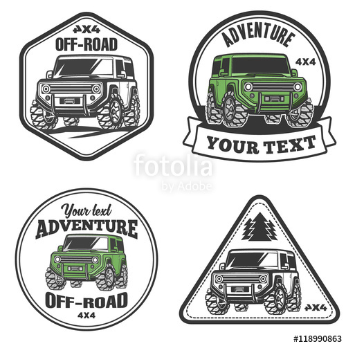 500x500 Car Off Road Suv Trophy Truck Logo Template Set Stock Image