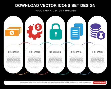 450x360 Vector Icons Such As Dollar Bills, Dollar, Locked Padlock
