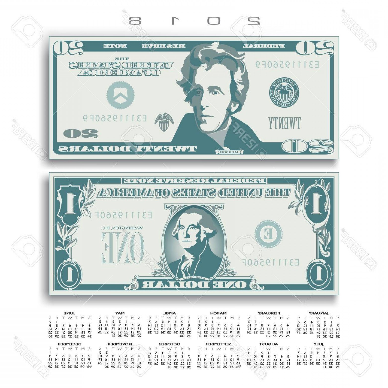 1560x1560 Photostock Vector Calendar With Two Us Bills Greatly Simplified