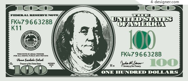 600x258 Designer Dollar Bill Vector Material