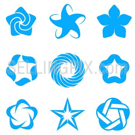 450x450 Star Abstract Logo Template Set Blue Business Icons Concepts
