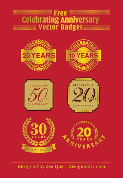 416x600 Free Celebrating Years Anniversary Vector Badges