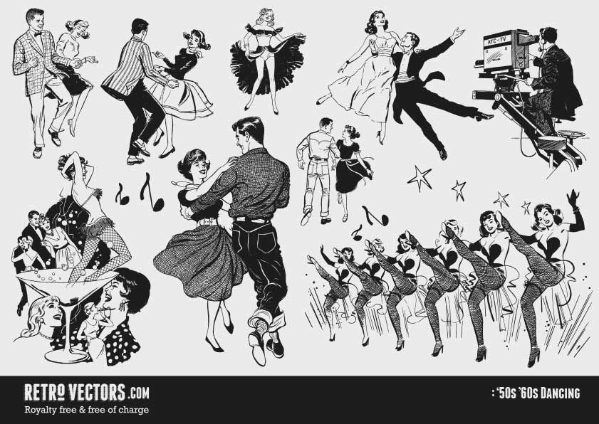 841x596 Dancing Vintage Vectors Royalty Free Free Of Charge
