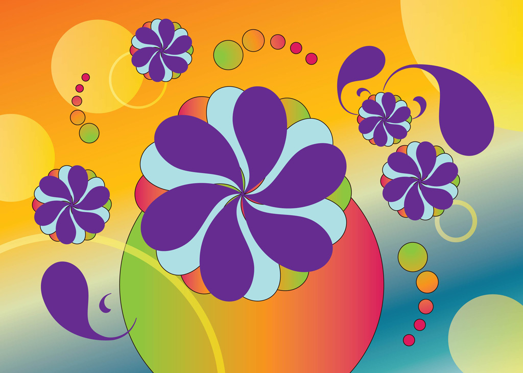 1024x730 Sixties Flowers Vectors Vector Art Graphics