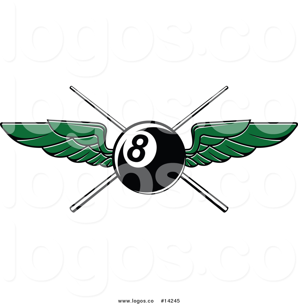 1024x1044 Royalty Free Vector Logo Of A Green Winged Eight Ball Over Crossed