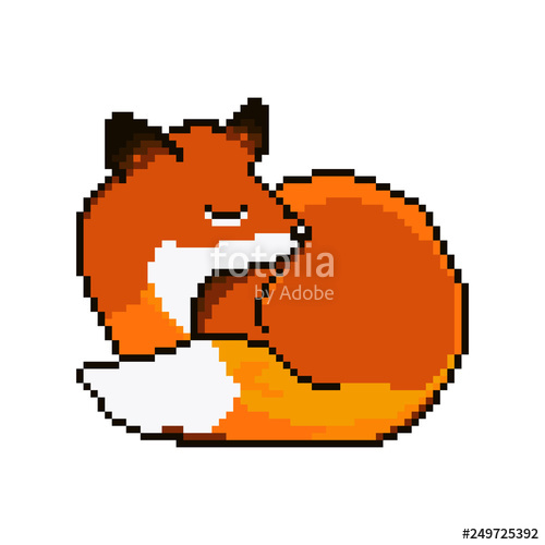 500x500 Cute Pixel Art Fox Winter Pixel Art Bit Vector Illustration