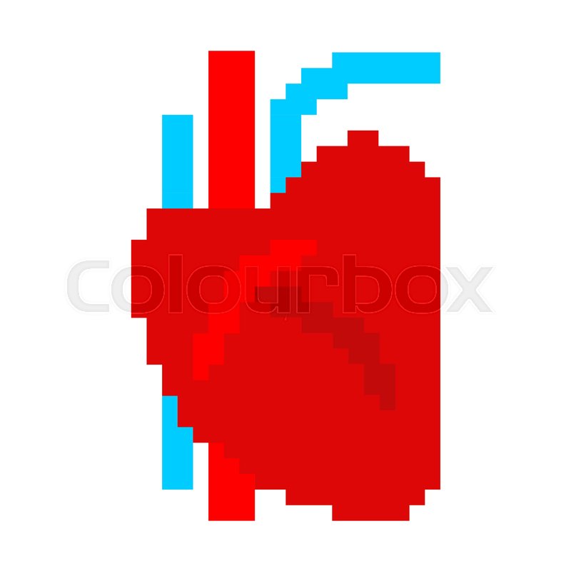 800x800 Heart Human Pixel Art Organ Of Man Stock Vector Colourbox
