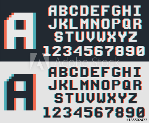500x415 Pixel Game Retro Font, Bit Vector Alphabet