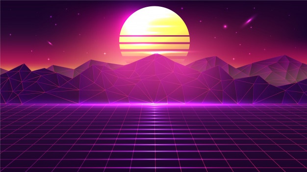 626x352 Vintage Retro Sunset Landscape Vector Premium Download