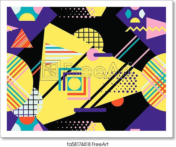 560x470 Free Art Print Of Bauhaus Seamless Pattern Geometric Elements