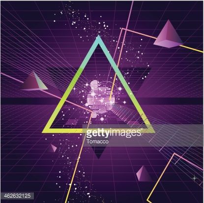 415x414 Triangle Pyramid Futuristic Retro Style Background, Vector