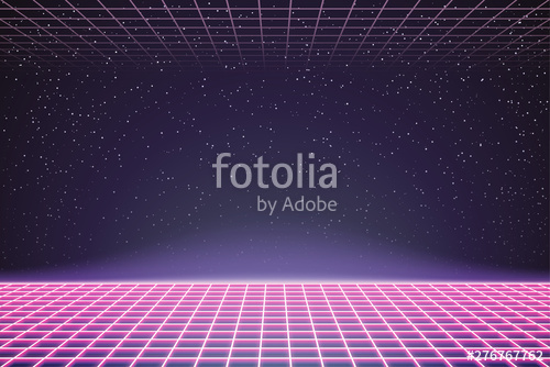 500x334 Laser Grid In Deep Space Retro Futuristic Template In Style