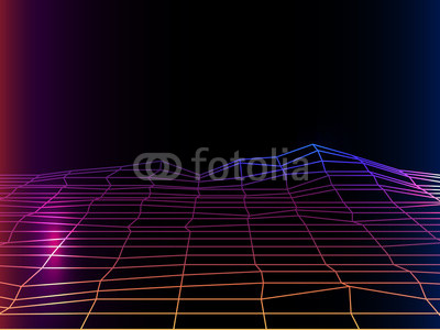 400x300 Synth Pop Light Grid Background Vector Retro Background