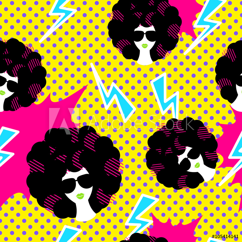 1000x1000 Photo Art Print Retro Disco Party Seamless Pattern Vector