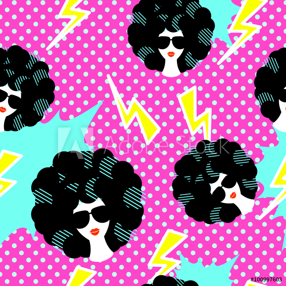 1000x1000 Retro Disco Party Seamless Pattern Vector Foto, Poster