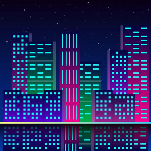 490x490 Futuristic City In Neon Lights Retro Style