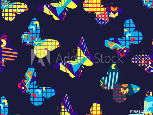500x375 Butterfly Memphis Seamless Pattern Geometric Elements Memphis