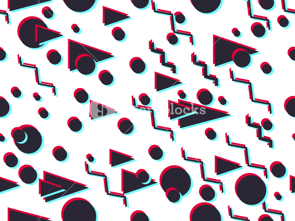 1000x750 Memphis Seamless Pattern With Glitch Effect Geometric Elements