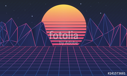 500x300 Retro Futuristic Background Vector Illustration Modern