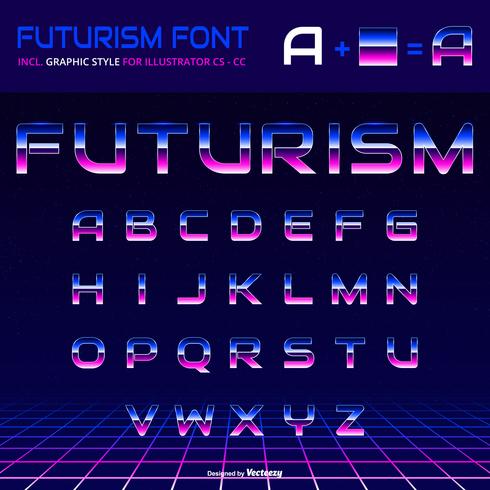 490x490 Shiny Alphabet Retro Futurism Graphic Style Vector