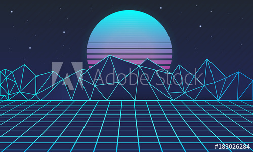 500x300 Retro Futuristic Background Vector Illustration