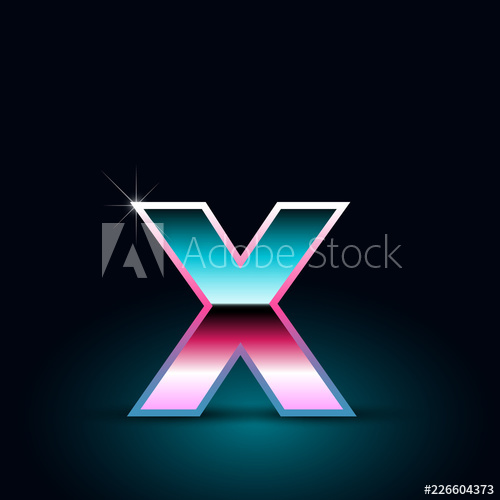 500x500 Retro Letter X Lowercase Vector Font Isolated On Black