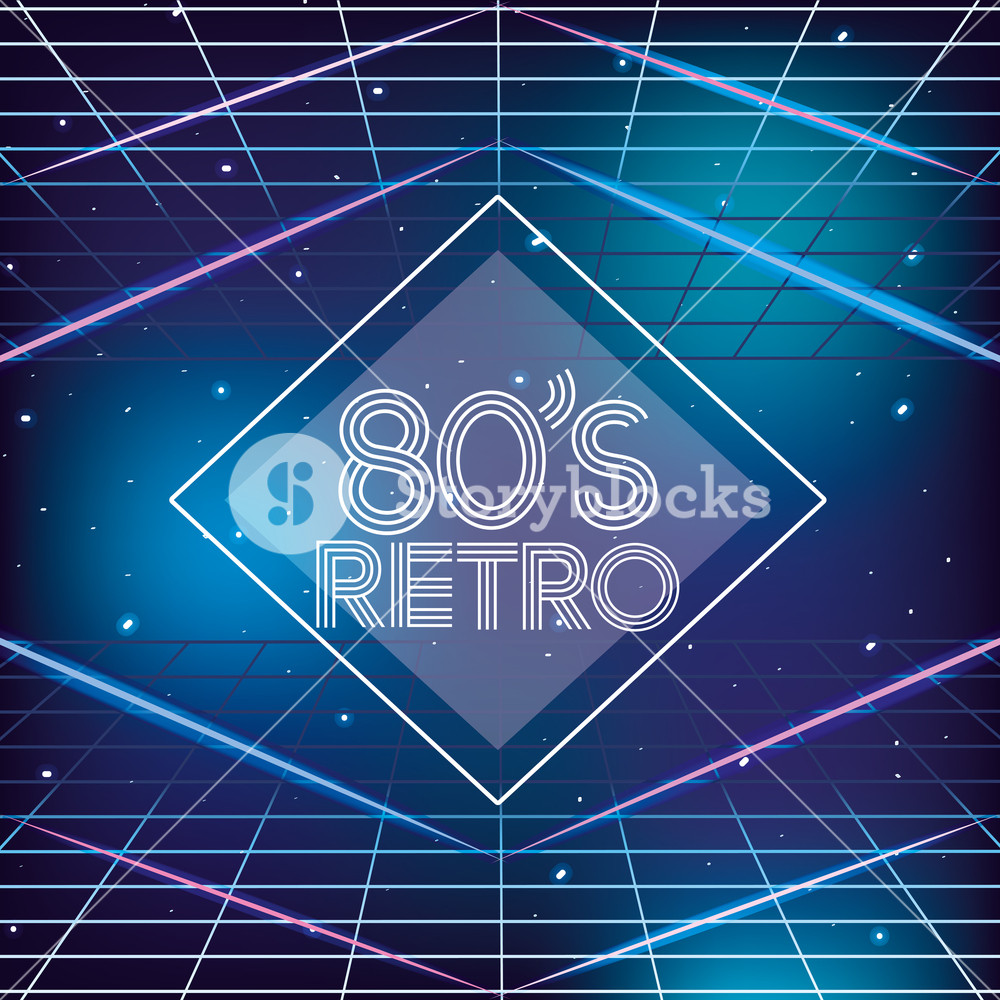 1000x1000 Retro Style Word Geometrical Neon Vector Illustration Graphic