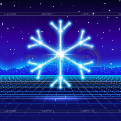 400x400 Christmas Card With Neon Snowflake Stock Vector Graphics