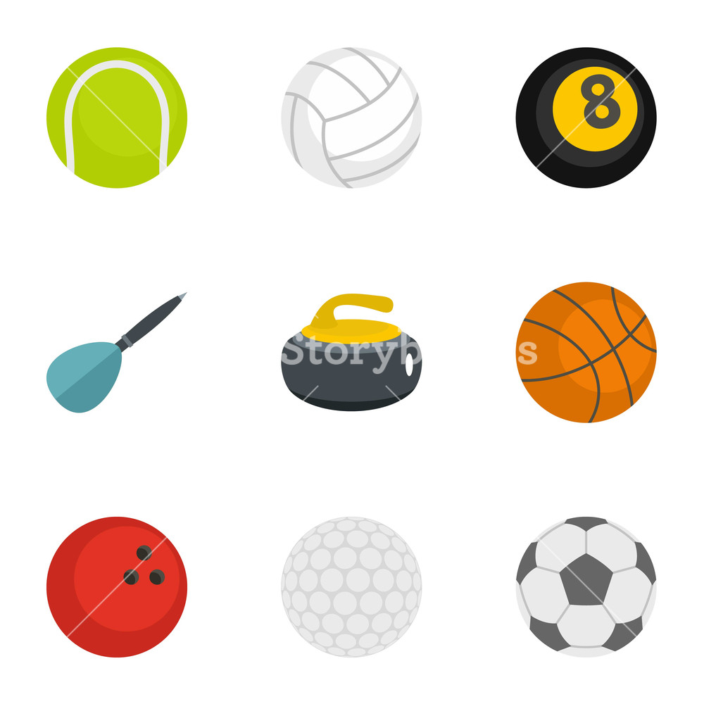 1000x1000 Ball Icons Set Flat Style Set Of Ball Vector Icons For Web