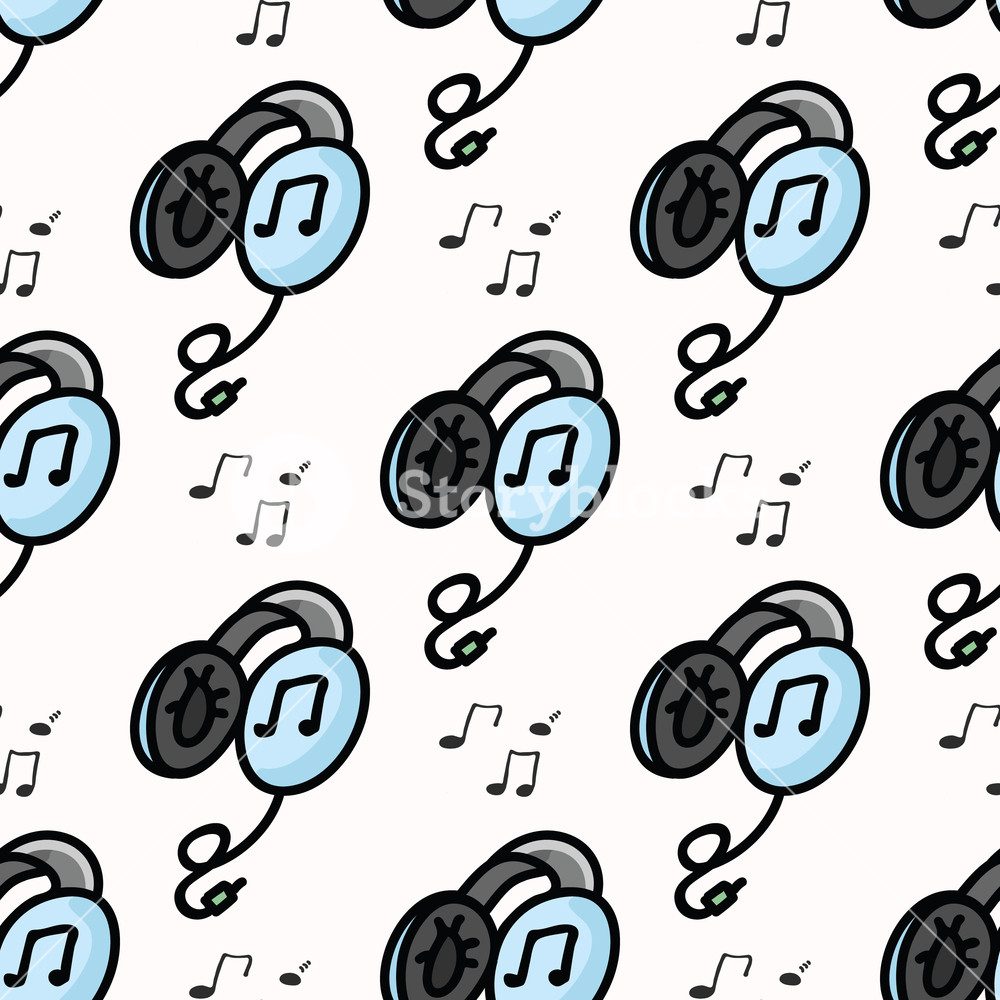 Cute Headphones Cartoon Seamless Vector Pattern Hand Poratble 1000x1000 Cute Headphones Cartoon Seamless Vector Pattern Hand Poratble