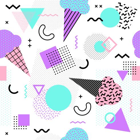 Memphis Seamless Pattern With Ice Cream Cone And Geometric 490x490 Memphis Seamless Pattern With Ice Cream Cone And Geometric