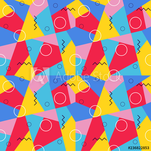 Geometric Memphis Pattern Vector Background Bright Color 500x500 Geometric Memphis Pattern Vector Background Bright Color