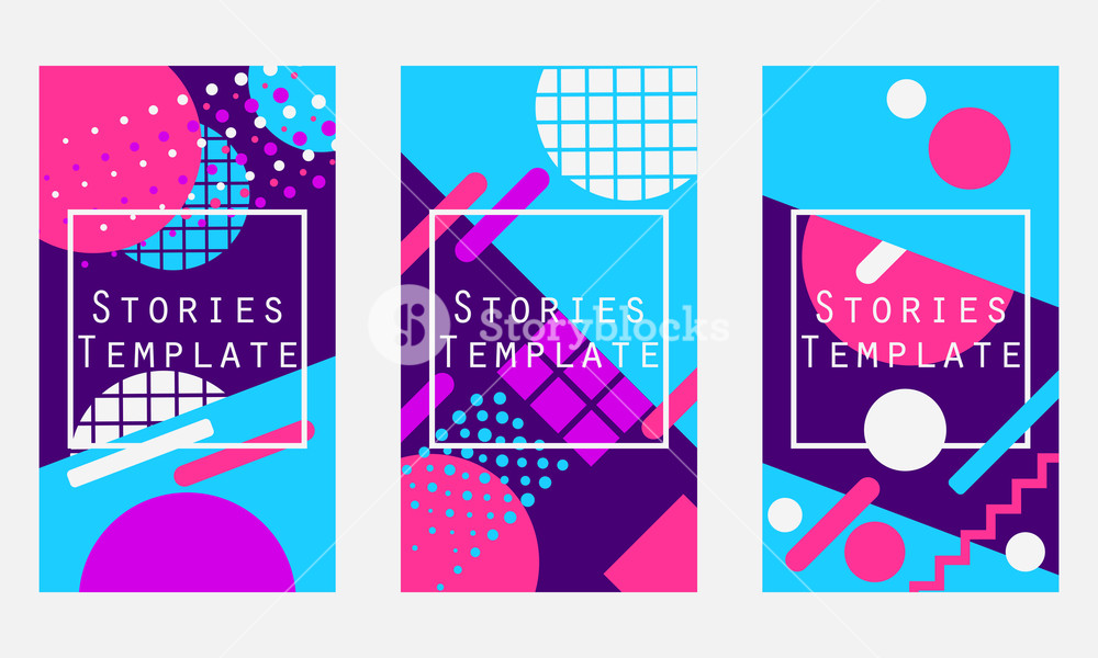1000x600 Stories Template Memphis Style Geometric Objects Of