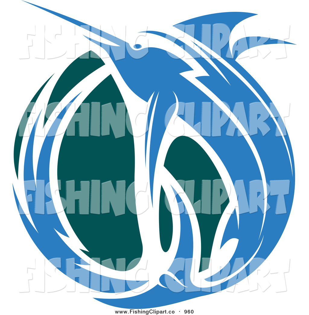1024x1044 Clip Art Of A Leaping Blue Marlin Fish And Teal Wave