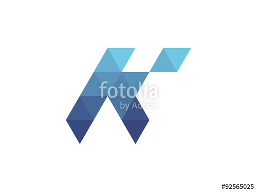 500x375 K Letter Blue Triangle Geometric Logo Stock Image And Royalty