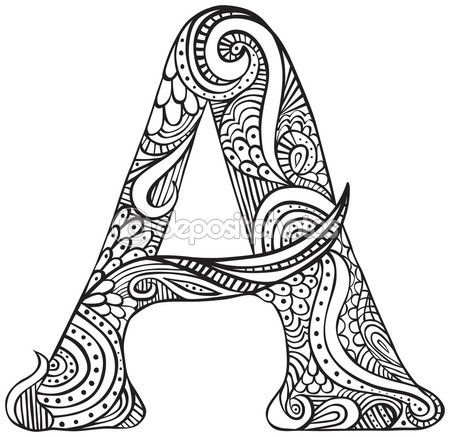 450x437 Letra Ilustrada A Vector De Stock Alfabeto Mandalas Para