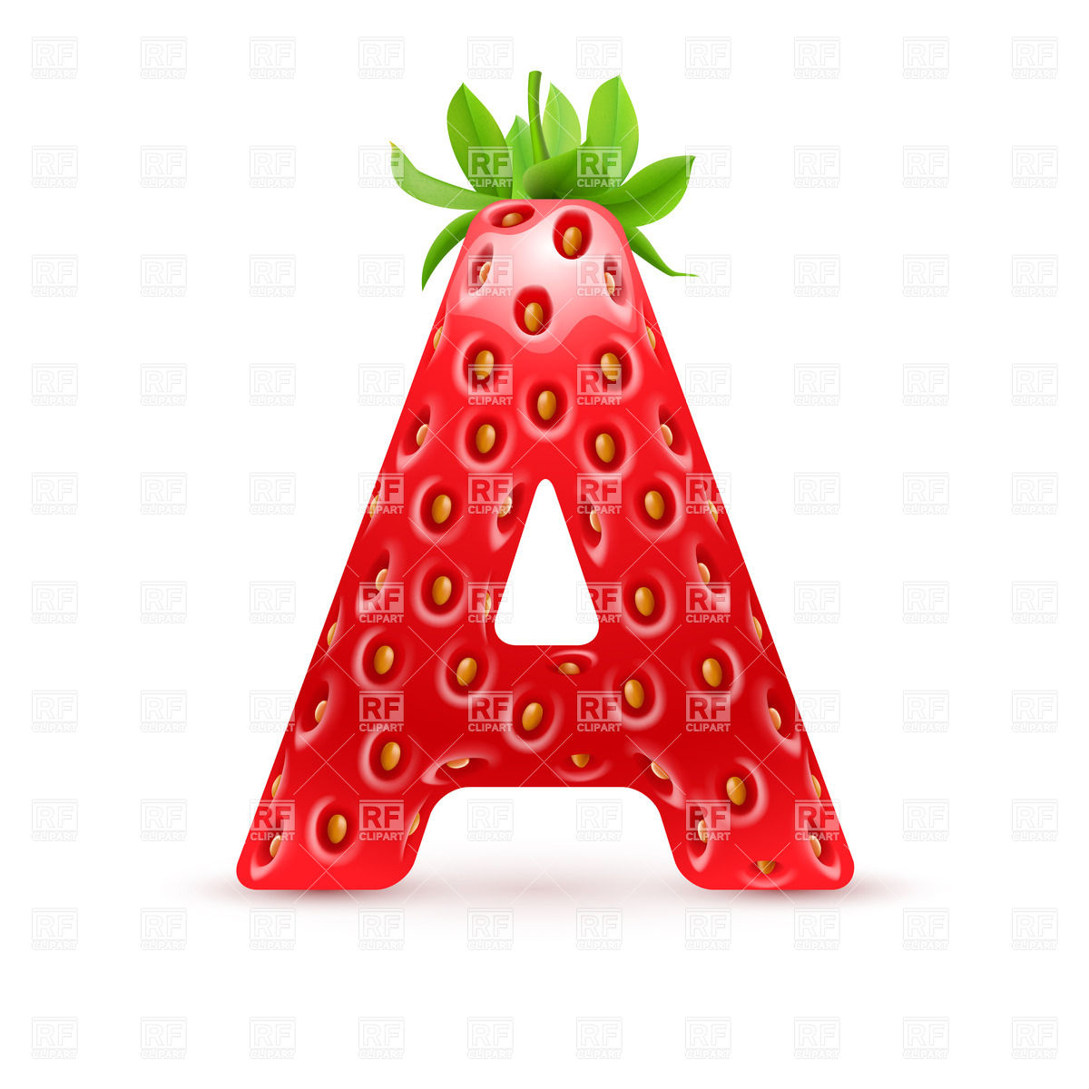 1200x1200 Strawberry Style Font, Letter A Vector Image Of Design Elements