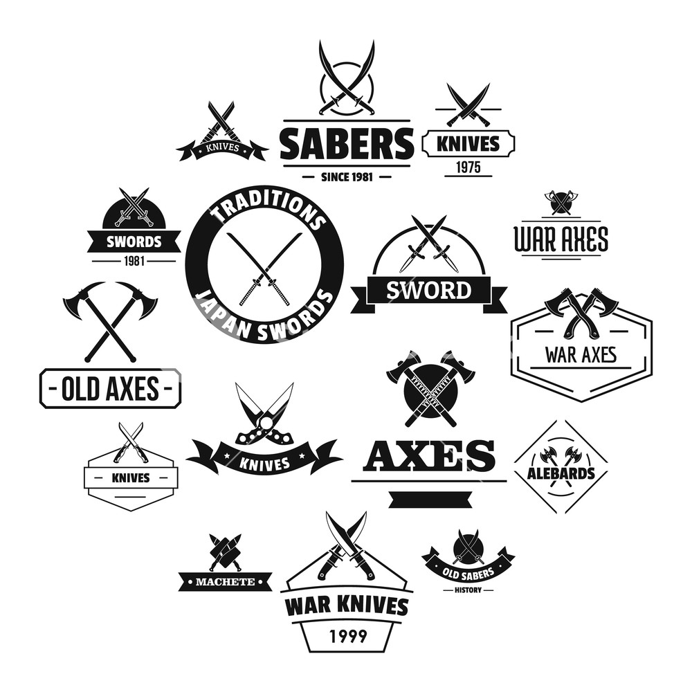 1000x1000 Steel Arms Logo Icons Set Simple Illustration Of Steel Arms