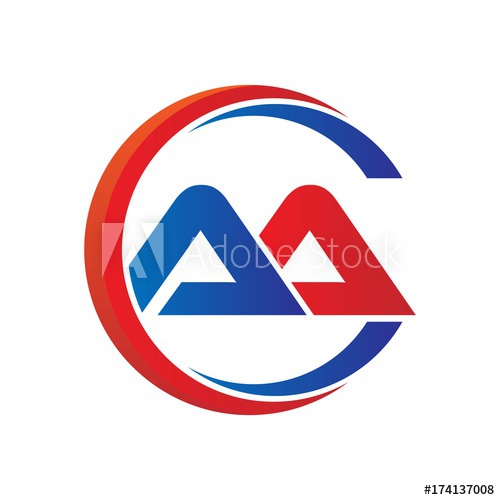 500x500 Aa Logo Vector Modern Initial Swoosh Circle Blue And Red