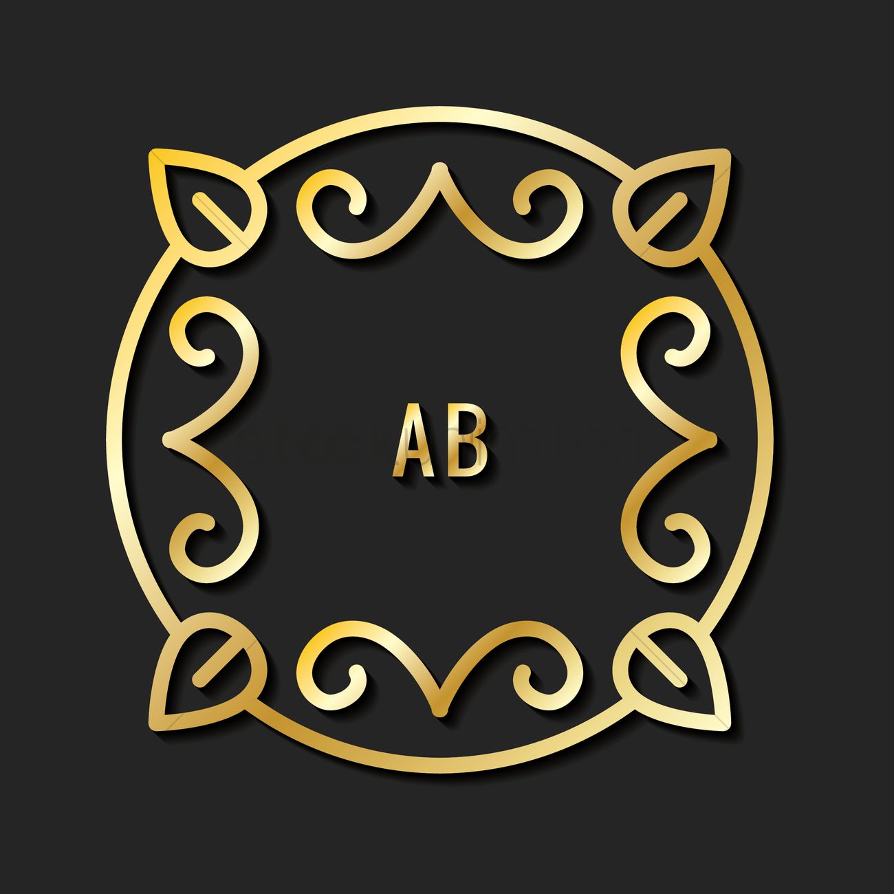 1300x1300 Ab Ornament Monogram Logo Vector Image