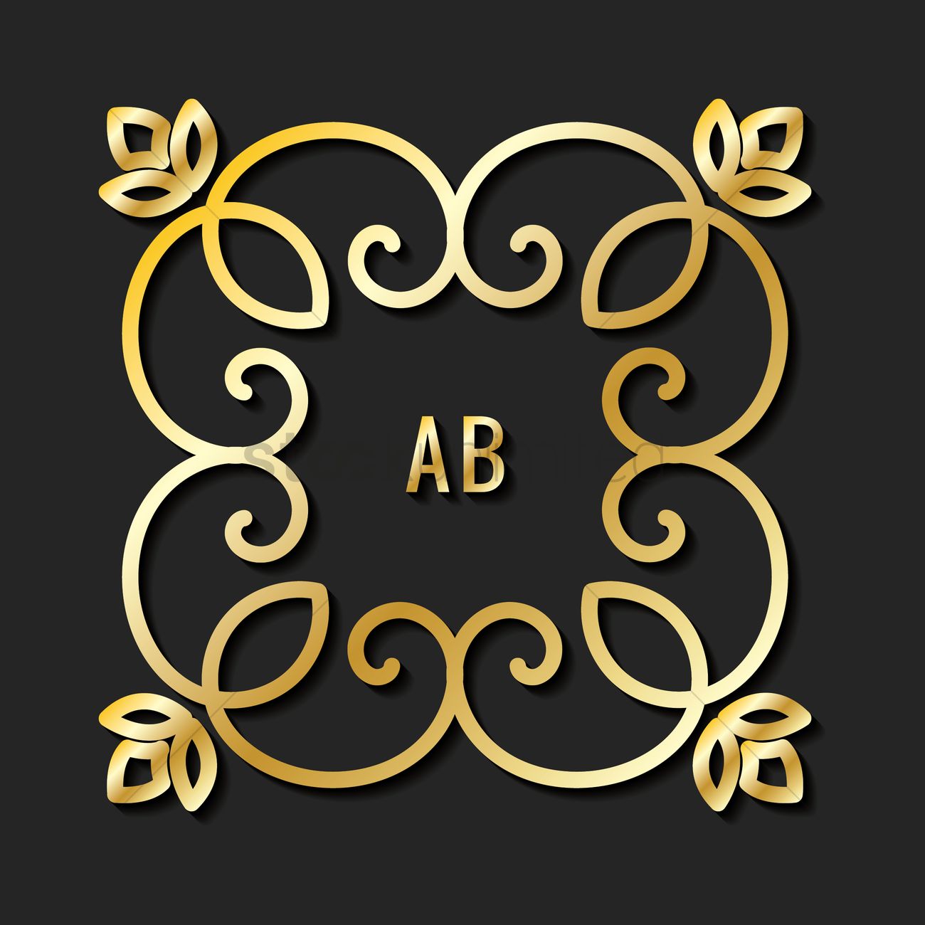 1300x1300 Ab Ornament Monogram Logo Vector Image