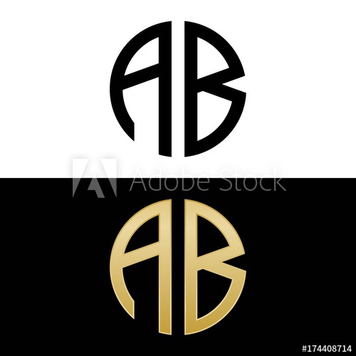 500x500 Ab Initial Logo Circle Shape Vector Black And Gold