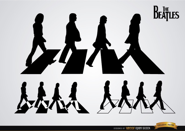 640x453 Free Vectors The Beatles Abbey Road Silhouettes Vector Open Stock
